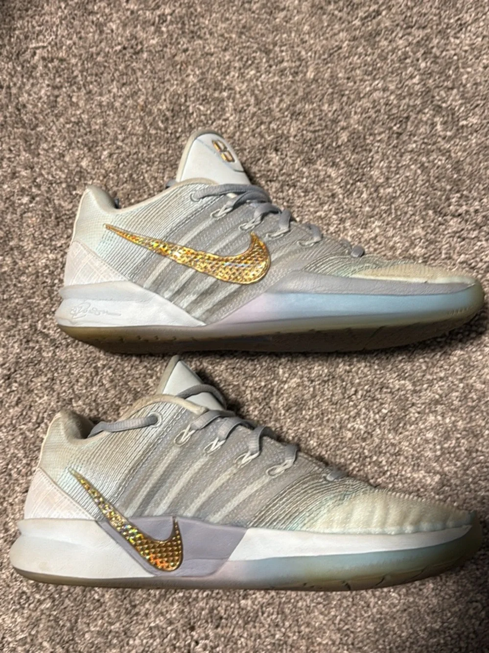 Nike Sabrina 3 EP Size 8 Iridescent Low-Top Sneakers with Gold Sequin Swoosh